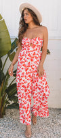 Floral Print Twisted Bandeau Wide Leg Jumpsuit Florida Girl Fashion Boutique
