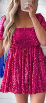 Puff Sleeve Sequin Babydoll Romper Florida Girl Fashion Boutique