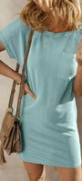 Teal Corded T-Shirt Dress Florida Girl Fashion Boutique