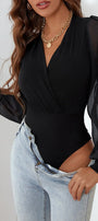 Sheer Sleeve V Neck Bodysuit Florida Girl Fashion Boutique