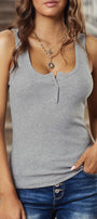 Button Top Ribbed Tank Florida Girl Fashion Boutique