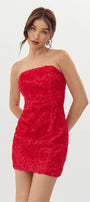 Adelyn Rae Posey Textured Floral Strapless Mini Dress Adelyn Rae