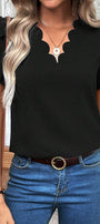 Scalloped V Neck Blouse Florida Girl Fashion Boutique