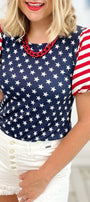 Stars and Stripe Puff Sleeve Top Florida Girl Fashion Boutique