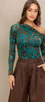 A flocked knit top - IT13844 FLYING TOMATO