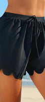 Black Scalloped Trim Beach Shorts Florida Girl Fashion Boutique