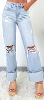 Beau Blue Distressed Flare Jeans Florida Girl Fashion Boutique