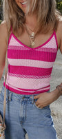 Pink Stripe Knit Tank Florida Girl Fashion Boutique