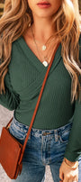 Waffle Knit V Neck Bodysuit Florida Girl Fashion Boutique