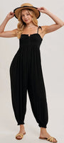 Gauze Smocked Jumpsuit Bluivy