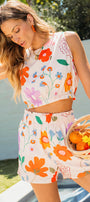 Frilly Floral Tank and Shorts Set Florida Girl Fashion Boutique