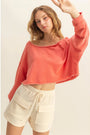 Frayed Detail Long Sleeve Crop Top HYFVE