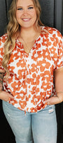 Orange Floral Drawstring V Neck Florida Girl Fashion Boutique