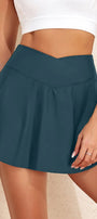 Sea Green Solid Pocketed Crossover High Waist Skort Florida Girl Fashion Boutique