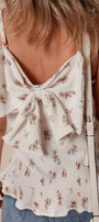 White Floral Bow Back Spaghetti Straps Tank Top Florida Girl Fashion Boutique
