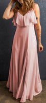 Light Pink Ruffled Split Dress Florida Girl Fashion Boutique