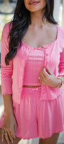 Cropped Cami Shorts and Cardigan 3pcs Lounge Set Florida Girl Fashion Boutique