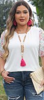 White Puff Sleeve Floral Blouse Florida Girl Fashion Boutique