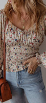 Boho Floral Smocked Blouse Florida Girl Fashion Boutique