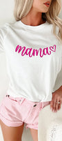 White mama Heart Embroidered T Shirt Florida Girl Fashion Boutique