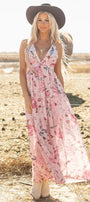 Pink Floral Cross Back Maxi Florida Girl Fashion Boutique