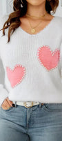 Pearl Trim Heart Sweater Florida Girl Fashion Boutique