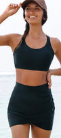 Black Crossover Bikini Tank and Skort Swimwear Florida Girl Fashion Boutique