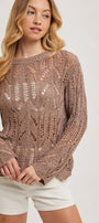 Sheer Open Knit Sweater Bluivy