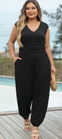 Smocked Waist V Neck Jumpsuit Florida Girl Fashion Boutique