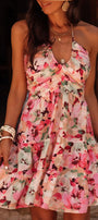 Pink Floral Halter Mini Dress Florida Girl Fashion Boutique