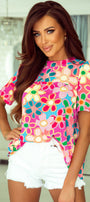 Boho Flower Puff Sleeve Top Florida Girl Fashion Boutique