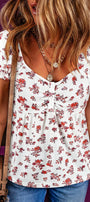 Boho Floral Cinched Short Sleeve Blouse Florida Girl Fashion Boutique