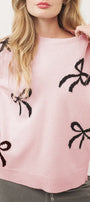 Pinky Black Bow Relaxed Sweater Florida Girl Fashion Boutique