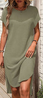Green Waffle Textured T-Shirt Dress Florida Girl Fashion Boutique
