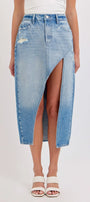 Cello High Rise Midi Skirt with Curved Cutout Cello Jeans