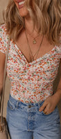 Floral Ruched Sweetheart Bodysuit Florida Girl Fashion Boutique