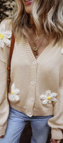 Puffed Flower Cardi Florida Girl Fashion Boutique