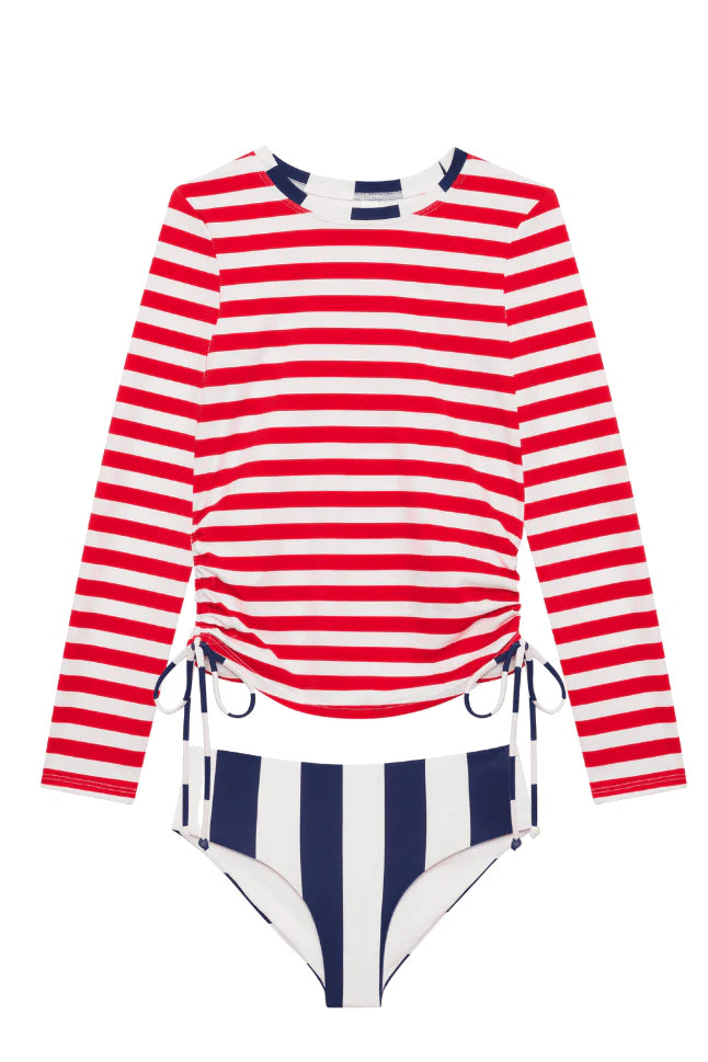Beach Riot Little Addie & Janie Set Star Spangled Stripes