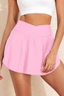 Pink Solid Pocketed Crossover High Waist Skort Florida Girl Fashion Boutique