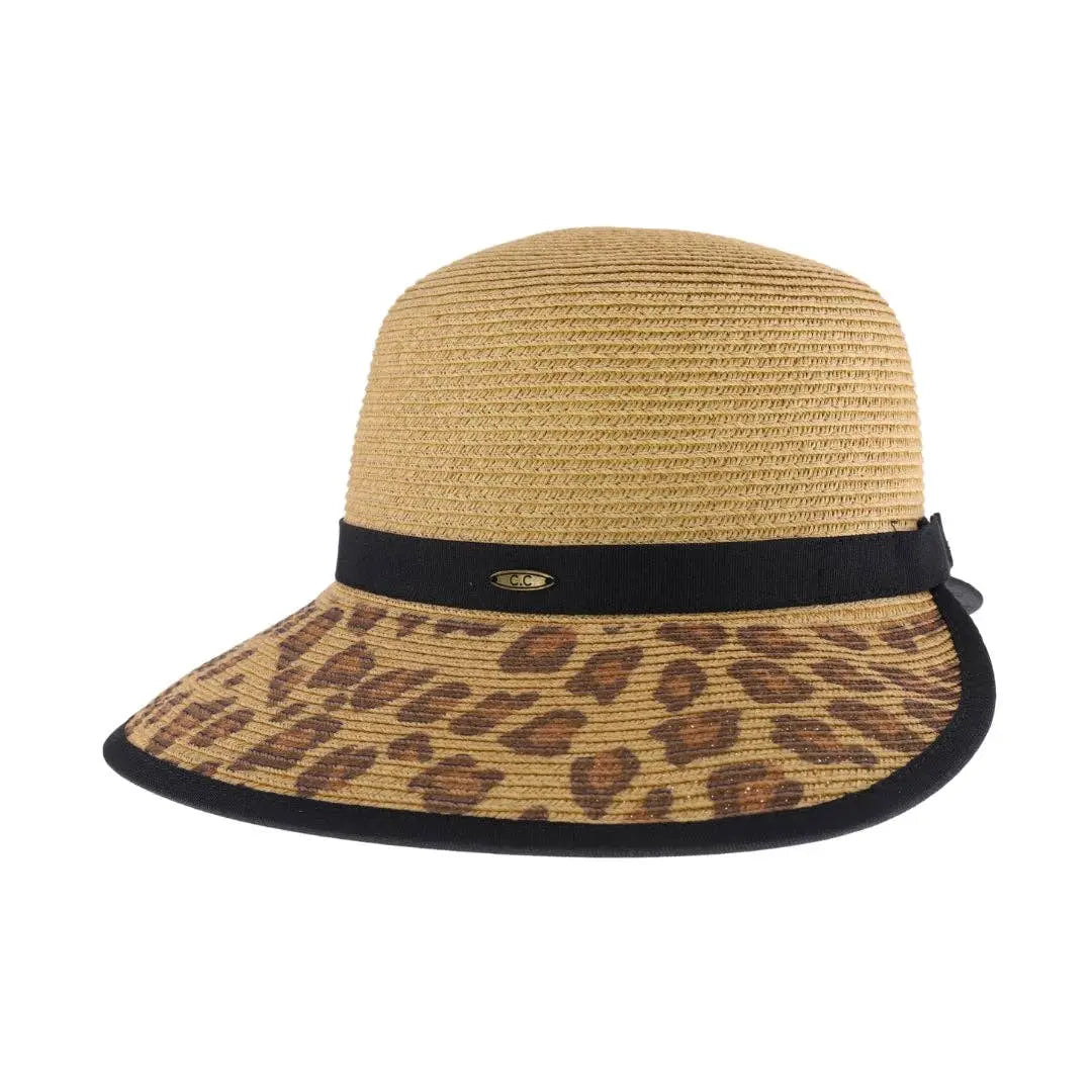 Leopard Print Wide Brim C.C Beanie