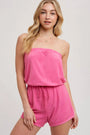 Strapless Drawsting Romper Bluivy