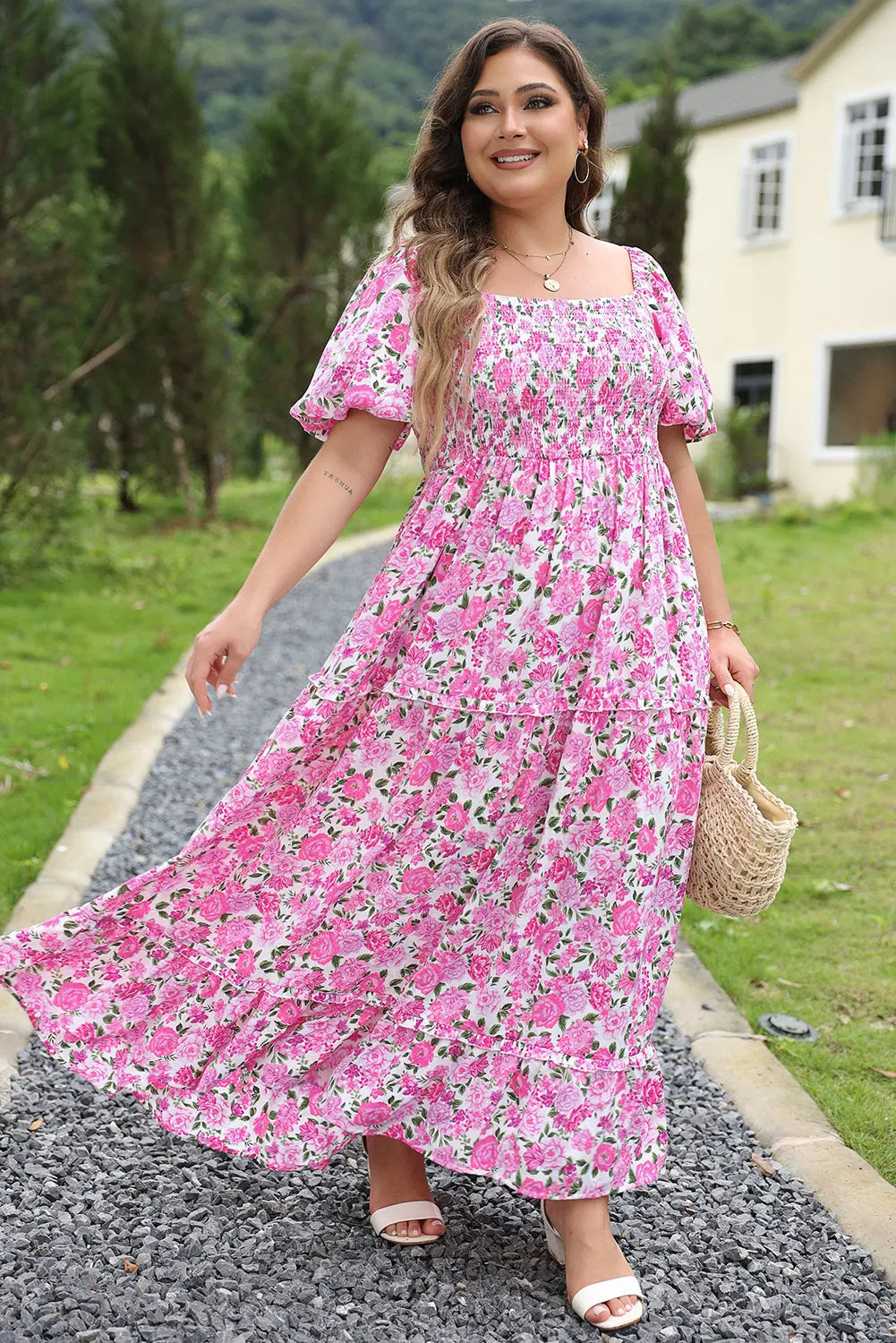 Rose Puff Sleeve Maxi Florida Girl Fashion Boutique