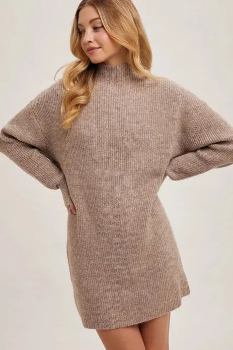 Mock Neck Sweater Mini Dress Bluivy