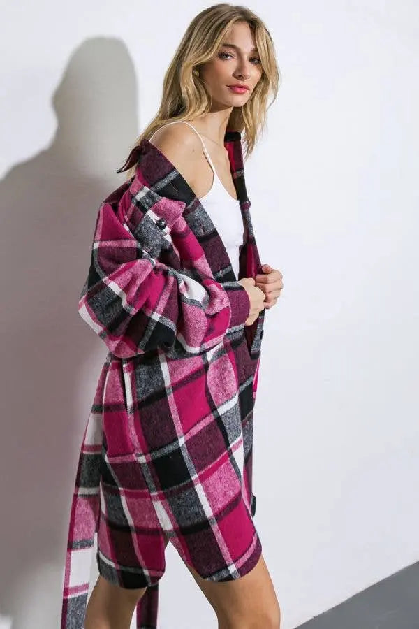 A plaid midi jacket-IJ10159 FLYING TOMATO