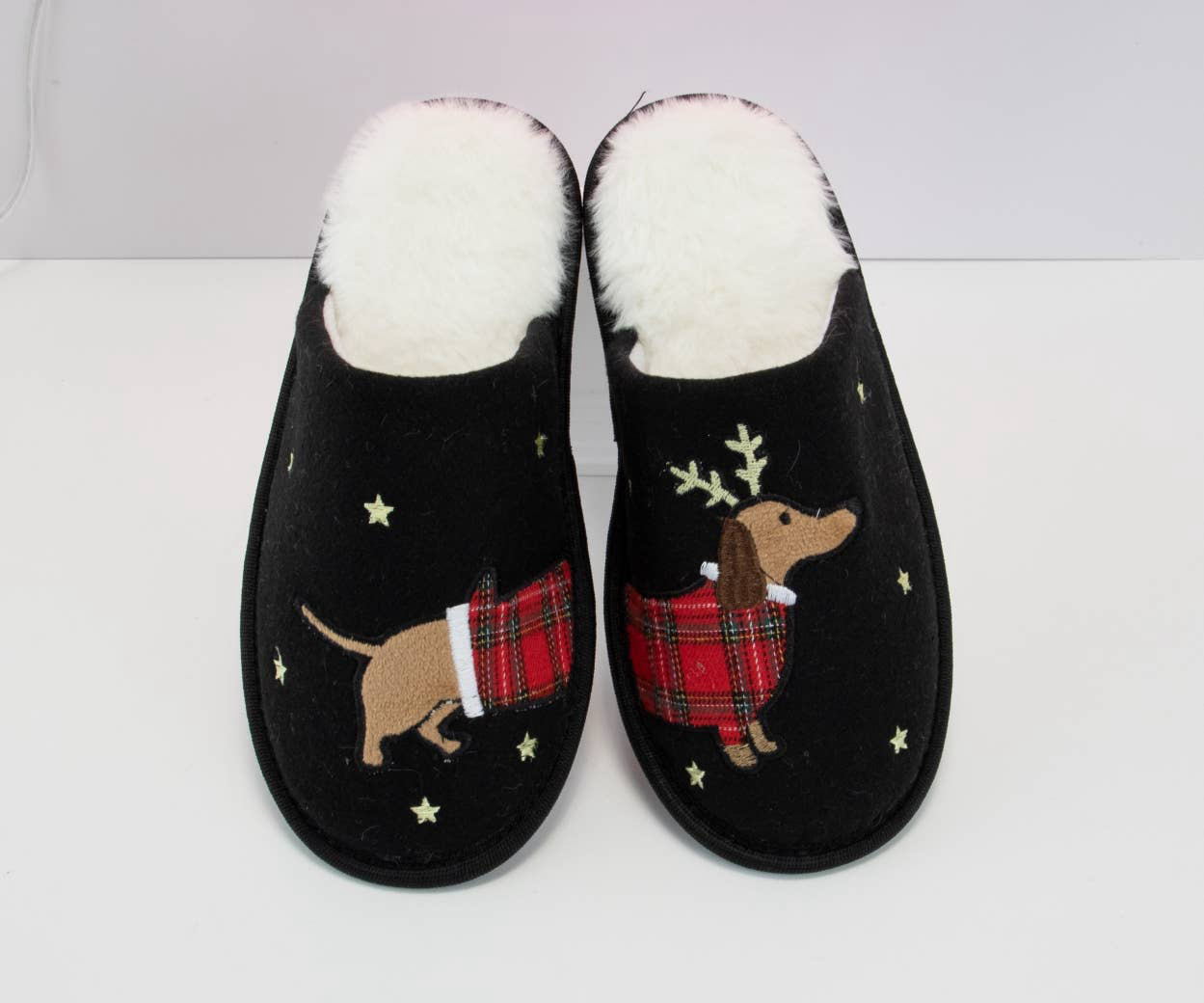Christmas Dachshund Fur Lined Slippers CCOCCI