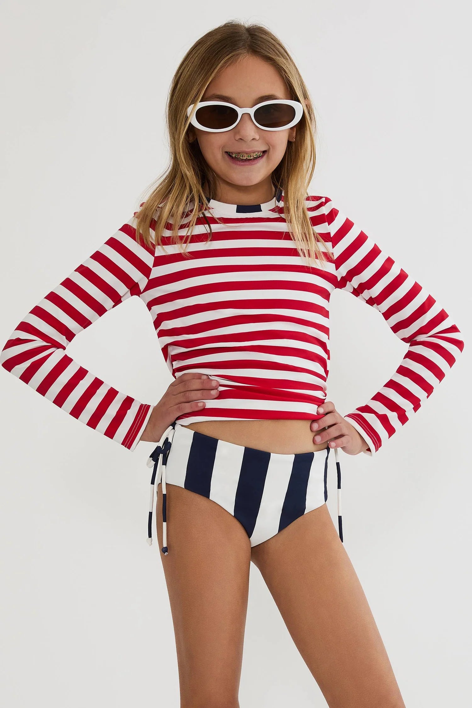 Beach Riot Little Addie & Janie Set Star Spangled Stripes