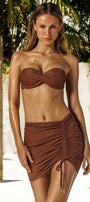 Luli Fama TOASTED GLOW - Underwire Push Up Bandeau Top — Brown | Gold