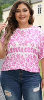 White Floral Curved Hem Top Florida Girl Fashion Boutique