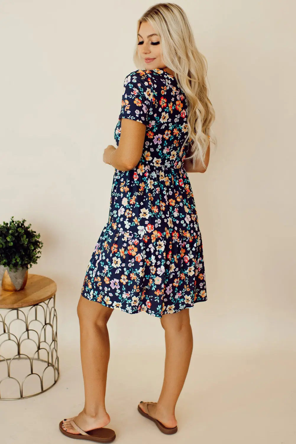 Navy Floral A-Line Dress Florida Girl Fashion Boutique