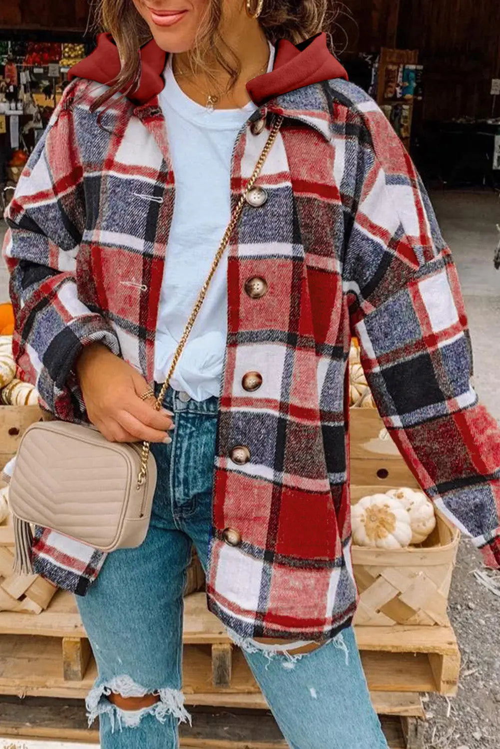 Plaid Hooded Shacket Florida Girl Fashion Boutique